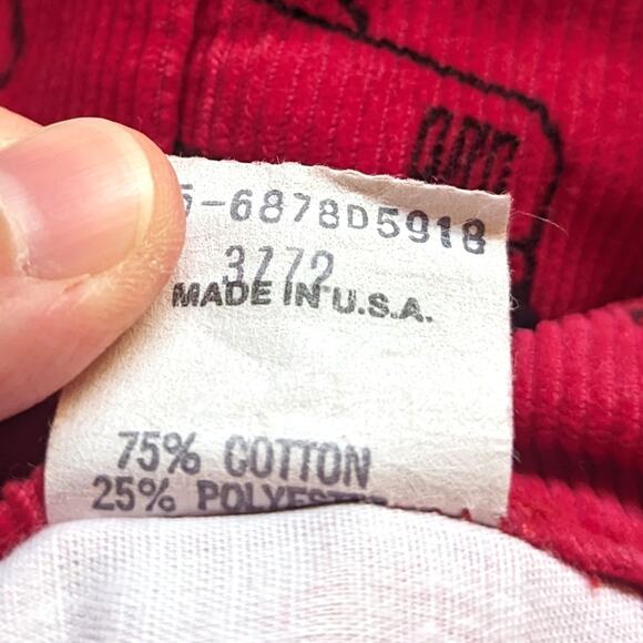 Vtg Oshkosh Bgosh Pants Boy Sz 4 90s Red Power Tools Corduroy Classic Rare Print - Picture 7 of 7